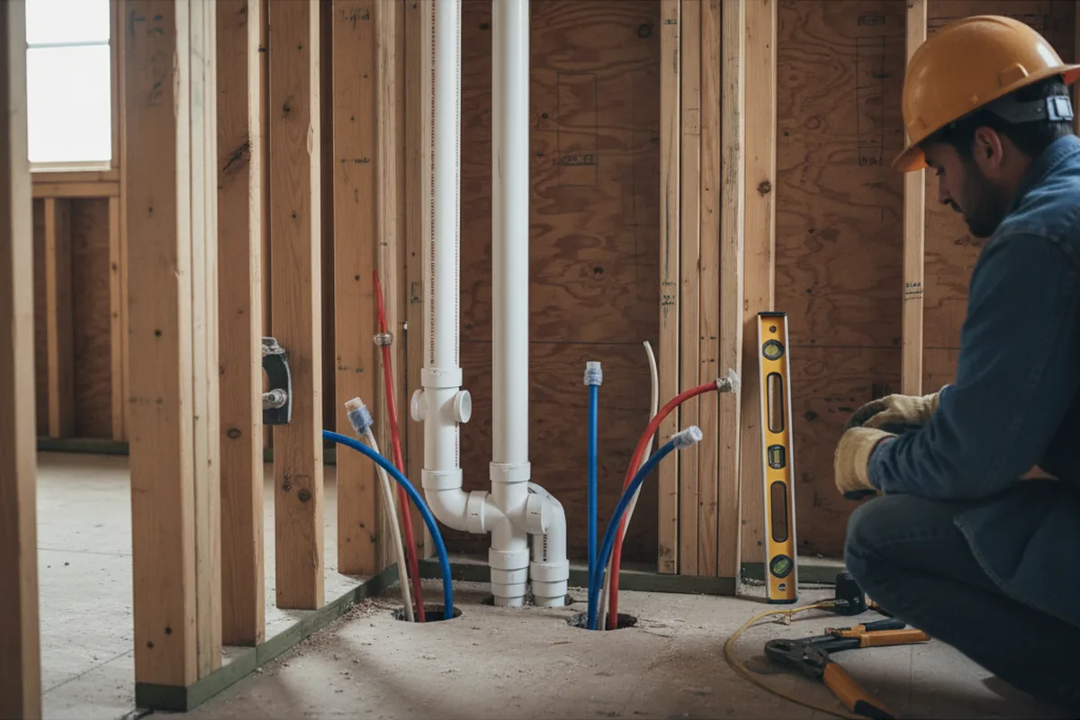 Drain and supply rough-in during Garbage Disposal Repair in Martinez