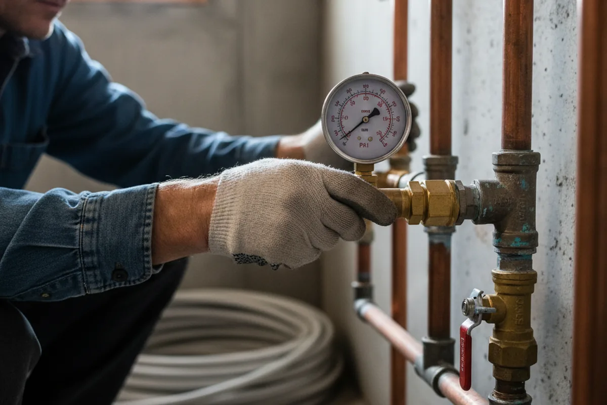 Pressure testing a repaired line during Water Line Repair in Martinez